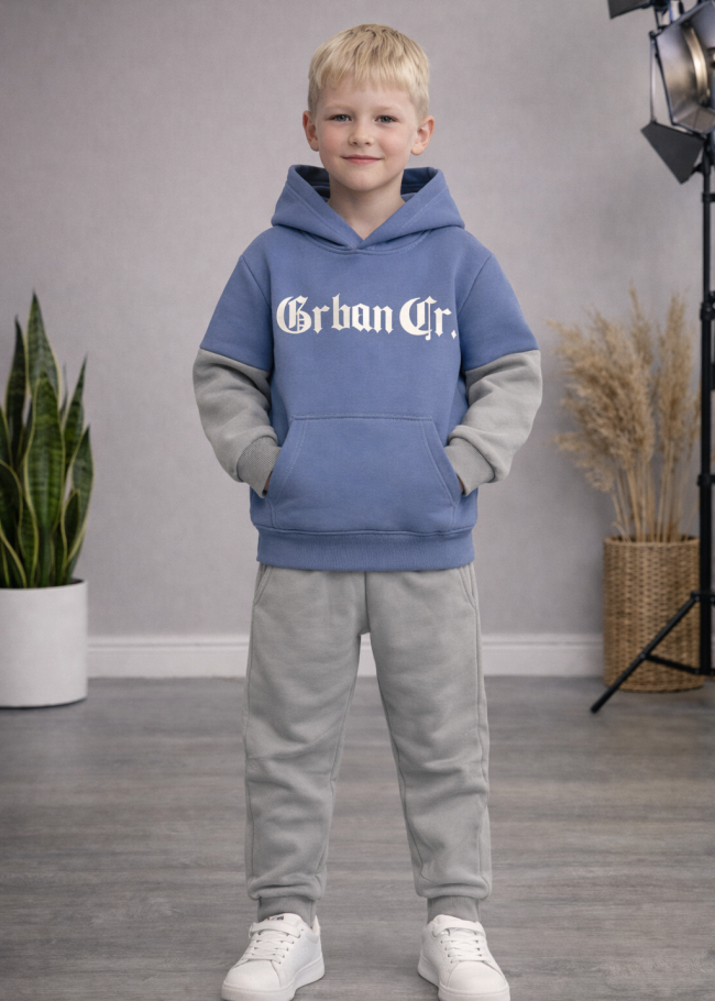 03124 بجامة صبياني كم الوان - blue