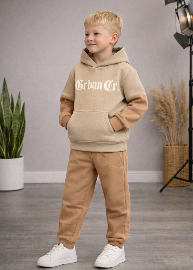 03124 بجامة صبياني كم الوان - بيج