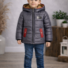 جاكيت ولادي مطري مبطن بالفرو بتصميم عصري 5003 - gray