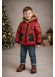 Rote Jungen-Regenjacke mit Fellfutter und schwarzen Akzenten 5004 - Rot