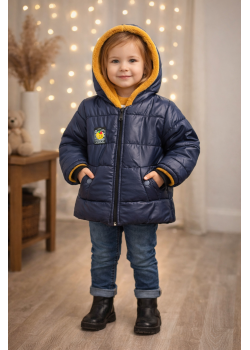 جاكيت ولادي مطري كحلي مبطن بالفرو 5006 - كحلي