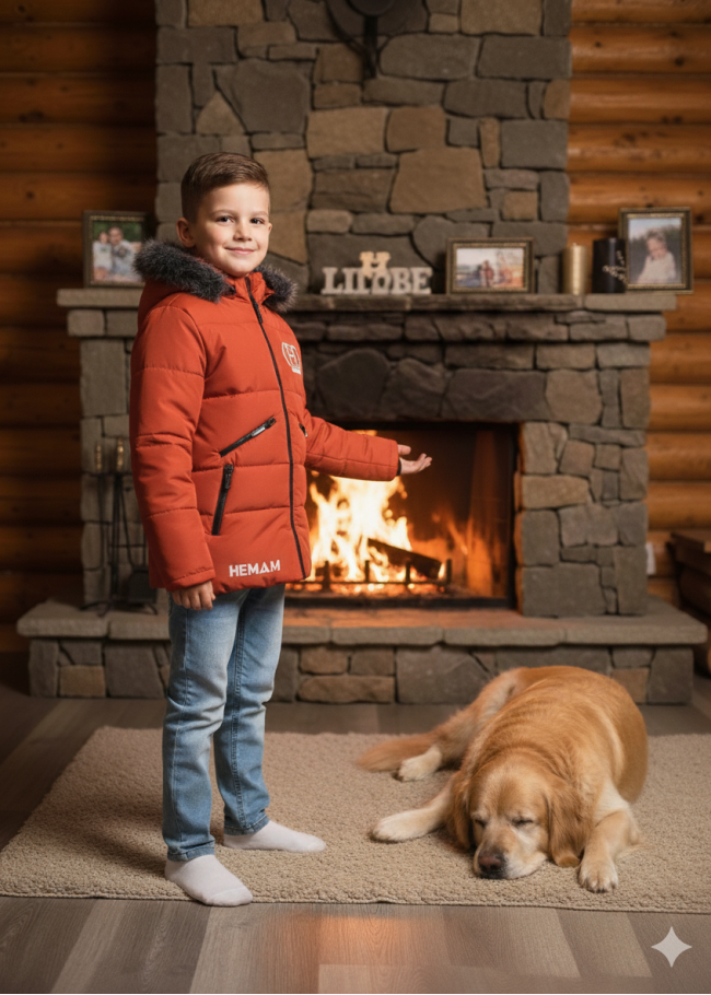 5107 جاكيت ولادي - قرميدي