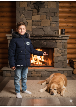 جاكيت شتوي مبطن بالفرو الناعم للأطفال 5107 - كحلي