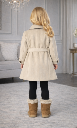 Mädchen-Trenchcoat aus Wollstoff 5109  - Creme