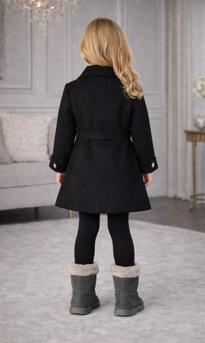 Mädchen-Trenchcoat aus Wollstoff 5109  - Schwarz
