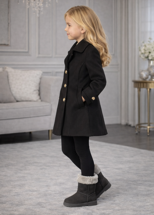 5109 جاكيت جوخ بناتي  - Schwarz