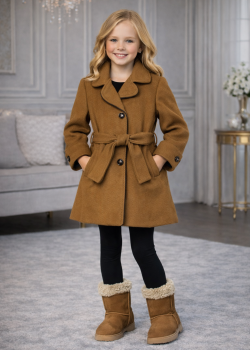 Mädchen-Trenchcoat aus Wollstoff 5109  - Braun