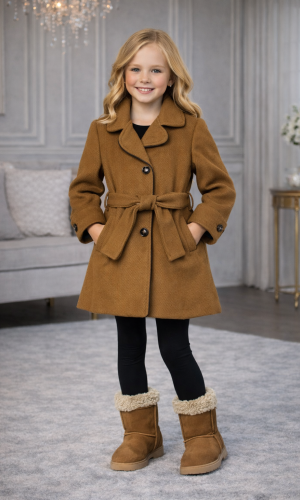 Mädchen-Trenchcoat aus Wollstoff 5109  - Braun