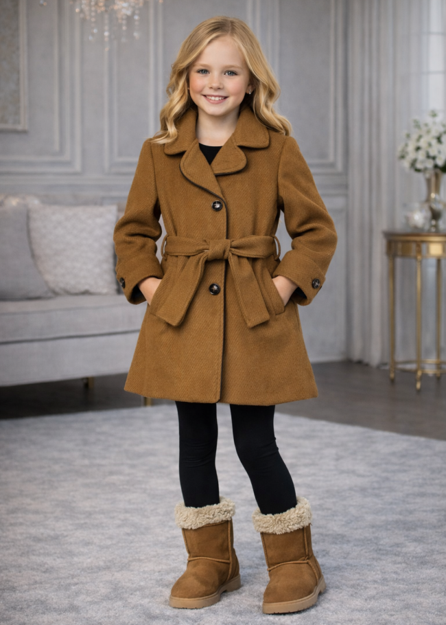 5109 جاكيت جوخ بناتي  - Braun