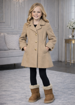 Mädchen-Trenchcoat aus Wollstoff 5109  - Beige