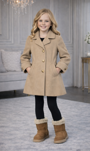 Mädchen-Trenchcoat aus Wollstoff 5109  - Beige