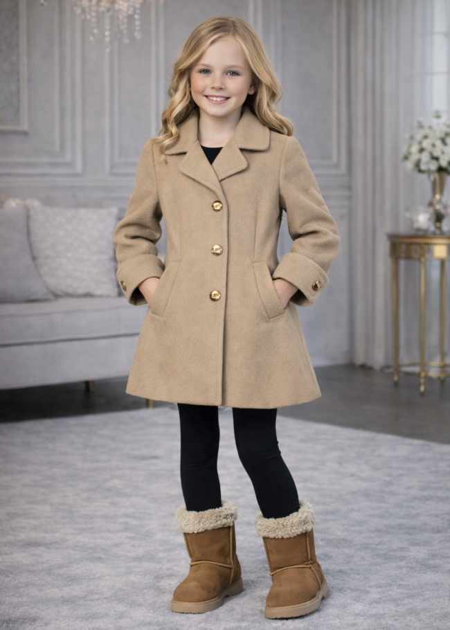 5109 جاكيت جوخ بناتي  - beige