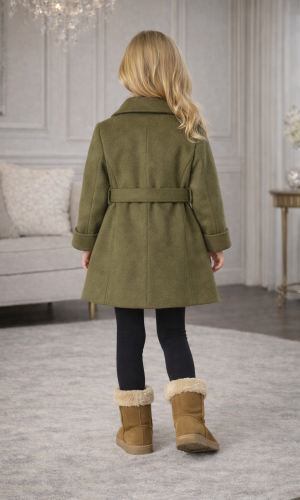 Girls' Woolen Trench Coat 5109  - khaki