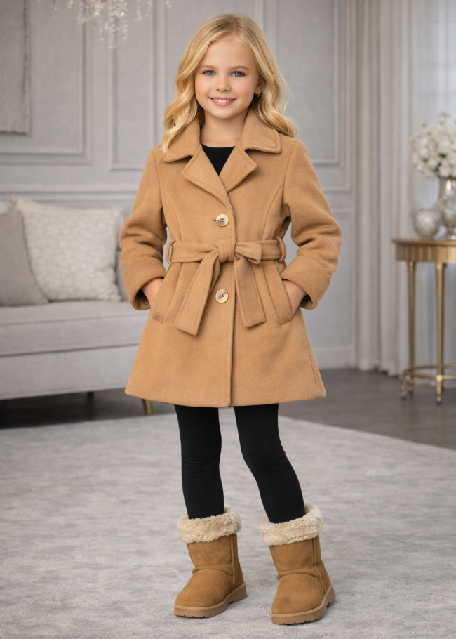 5109 جاكيت جوخ بناتي  - Cognac