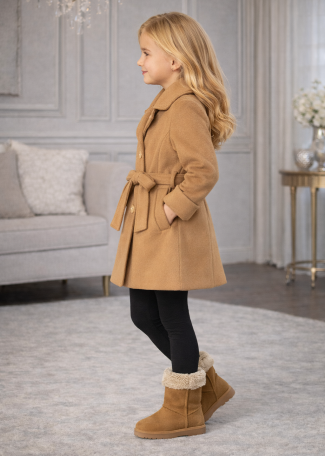 5109 جاكيت جوخ بناتي  - Cognac