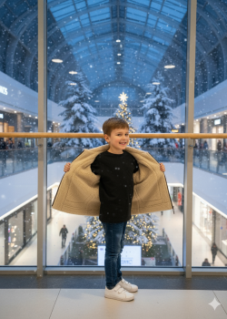 جاكيت أطفال بتصميم كلاسيكي مبطن بالفرو 5117  - بني