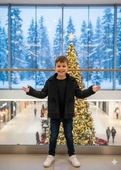 جاكيت أطفال بتصميم كلاسيكي مبطن بالفرو 5117  - اسود