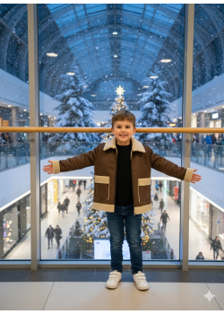 Kids' Classic Shearling Lined Jacket 5117  - brown