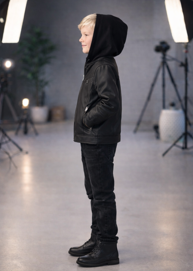 5119 جاكيت جلد مثقب  - black