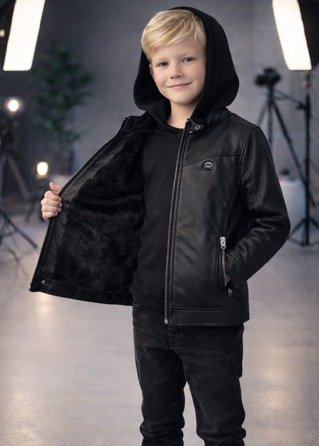 5119 جاكيت جلد مثقب  - black