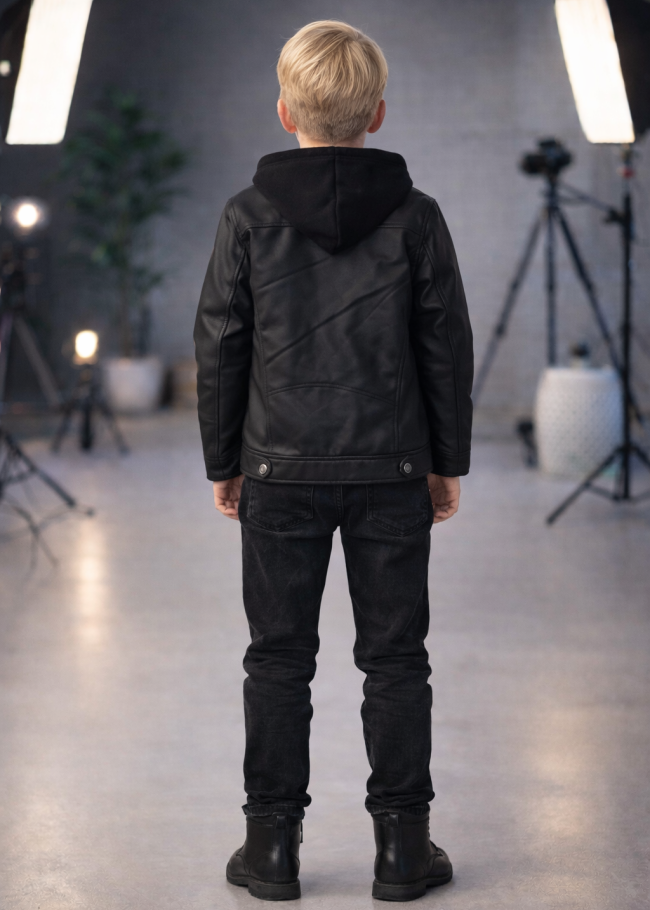 5119 جاكيت جلد مثقب  - black