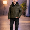 5125 جاكيت جلد صبياني  - زيتي