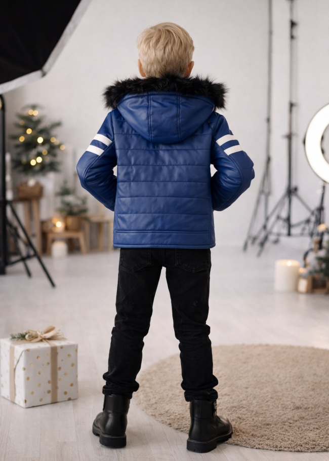 5126 جاكيت جلد صبياني  - Blau