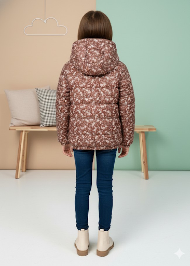 5130 جاكيت نفخ مزهر  - بني