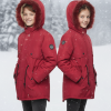 Mit Fell gefütterte Winter-Parka-Jacke für Kinder 5138 - Rot