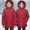 Mit Fell gefütterte Winter-Parka-Jacke für Kinder 5138 - Rot
