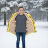 Mit Fell gefütterte Winter-Parka-Jacke für Kinder 5138 - Gelb