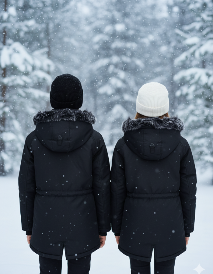 Mit Fell gefütterte Winter-Parka-Jacke für Kinder 5138 - Schwarz