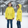 Mit Fell gefütterte Winter-Parka-Jacke für Kinder 5138 - Gelb