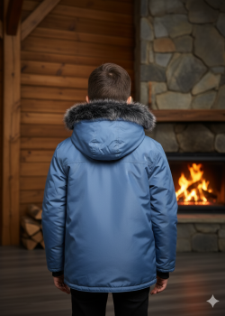 جاكيت باركا شتوي مبطن بالفرو 5139  - بترولي