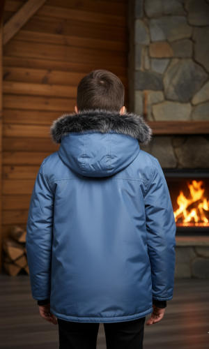 جاكيت باركا شتوي مبطن بالفرو 5139  - بترولي