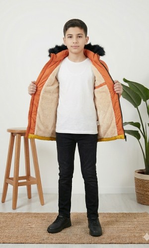 Winterjacke für Jungen mit Fellfutter 5147 - Gelb