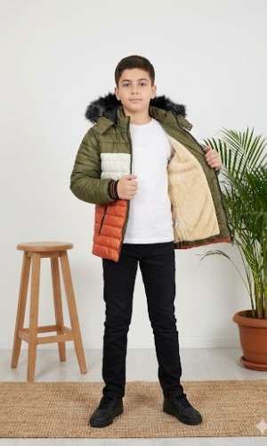 Winterjacke für Jungen mit Fellfutter 5147 - Orange