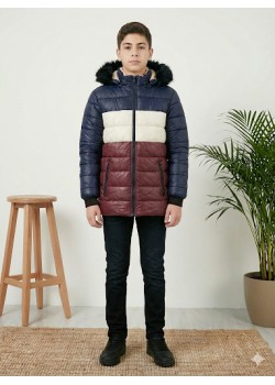 جاكيت ولادي شتوي مبطن فرو 5147 - كحلي