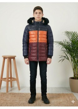 جاكيت ولادي شتوي مبطن فرو 5147 - اسود