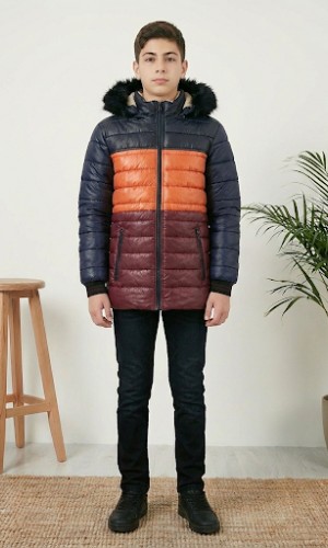 Boys' Winter Puffer Jacket Fur-Lined 5147 - black