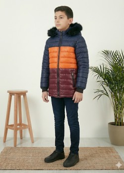 جاكيت ولادي شتوي مبطن فرو 5147 - نيلي