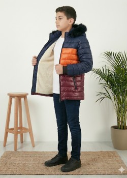 جاكيت ولادي شتوي مبطن فرو 5147 - نيلي