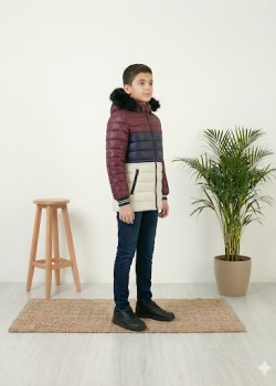 جاكيت ولادي شتوي مبطن فرو 5147 - ابيض