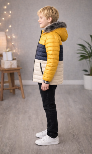 Boys' Winter Puffer Jacket Fur-Lined 5147 - gray