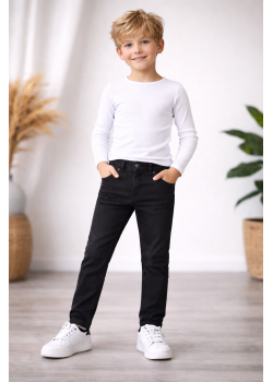بنطلون جينز ولادي بخصر مطاطي 3502  - اسود