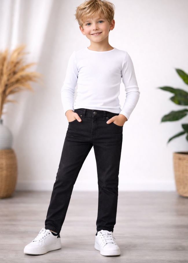 3502 بنطلون جينز ولادي  - اسود