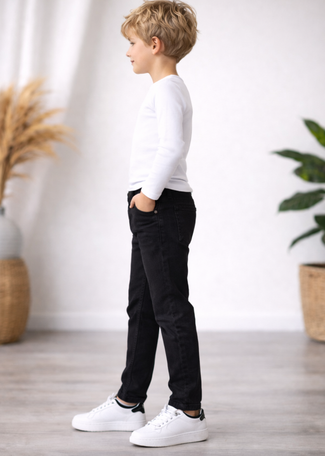 3502 بنطلون جينز ولادي  - اسود