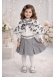 Girls Skirt and Blouse Set with Fur Cape 3504 - gray