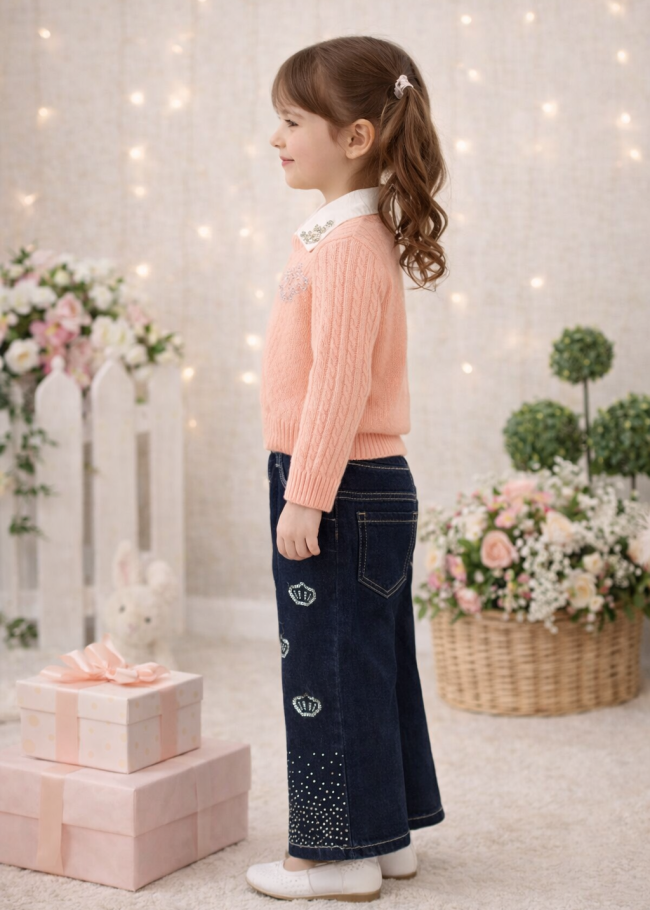 3510 طقم تريكو بناتي تاج الماز - زهر