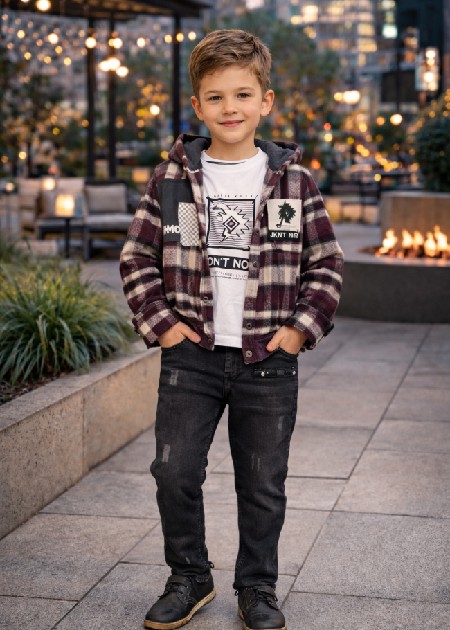 3512 طقم صبياني جوخ كارو - خمري